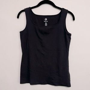 Ruby Rd. Black Sleeveless Scoop Square Neck Cotton Tank Top Size Small